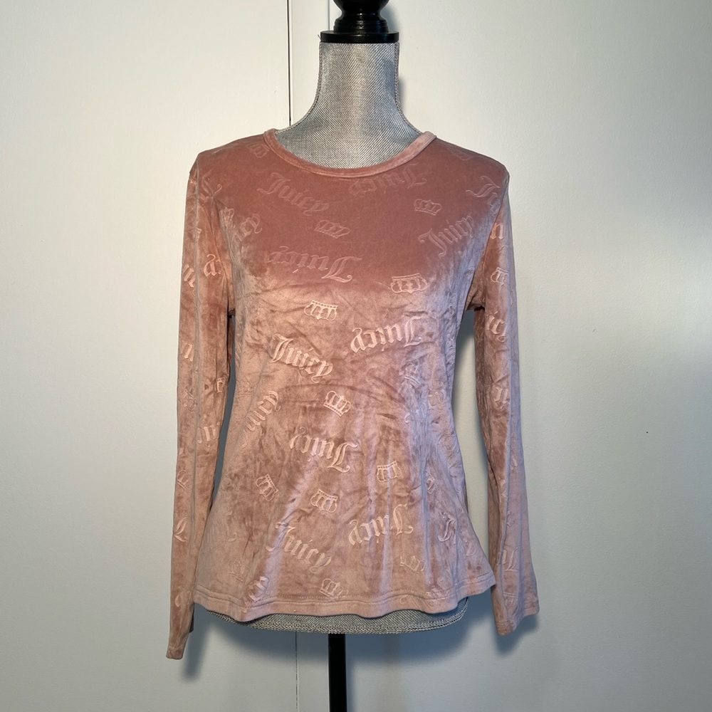 Juicy Couture Long Sleeve Velour Top US Women’s L in Pink